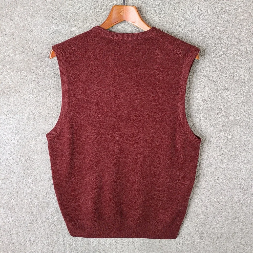 Dockers Sweater Vest Mens Large Maroon Cable Knit V Neck Acrylic Casual Layering